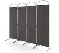 COSTWAY 4/6 Panel Folding Room Divider, Freestanding Wall Privacy Screen Protector, Paravent Partition Separator for Living Room, Bedroom and Office (Grey, 4 Panel: 221 x 188cm)