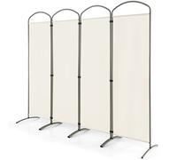 COSTWAY 4/6 Panel Folding Room Divider, Freestanding Wall Privacy Screen Protector, Paravent Partition Separator for Living Room, Bedroom and Office (Cream White, 4 Panel: 221 x 188cm)