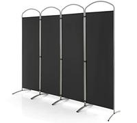 COSTWAY 4/6 Panel Folding Room Divider, Freestanding Wall Privacy Screen Protector, Paravent Partition Separator for Living Room, Bedroom and Office (Black, 4 Panel: 221 x 188cm)