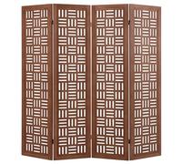 COSTWAY 4/6 Panel Folding Room Divider, Solid Paulownia Wood Wall Privacy Screen Protector, Freestanding Carved Paravent Partition Separator for Living Room Bedroom Office (4 Panel-160 x 165cm)