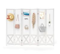 COSTWAY 4/6 Panel Folding Room Divider with Pegboard Display, Freestanding Wall Privacy Screen Protector, Solid Wood Room Partition Paravent Separator for Bedroom Living Room Store (6 Panel-246x170cm)