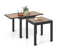 Costway 4-6 People Extendable Patio Dining Table Wood-Like Rectangular Aluminum Table