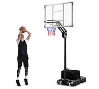 Costway 4.9-10 Ft Adjustable Basketball Hoop Portable Basketball Goal System W/ Shatterproof Backboard
