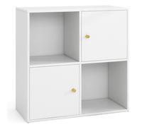 Costway 4-Cube Bookcase 3-Tier Bookshelf Storage Organizer w/2 Cabinets in White COSTWAY White
