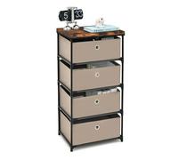 Costway 4 Drawer Fabric Dresser Storage 4-Tier Organizer Tower Dresser Nightstand w/ Drawers in Brown COSTWAY Brown