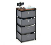 Costway 4 Drawer Fabric Dresser Storage 4-Tier Organizer Tower Dresser Nightstand w/ Drawers in Grey COSTWAY Grey