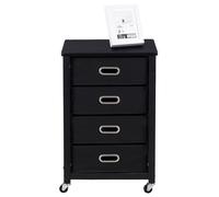 Costway 4 Drawers Bedside Table End Table Mobile Filing Cabinet Side Cabinet w/ Wheels in Black COSTWAY Black