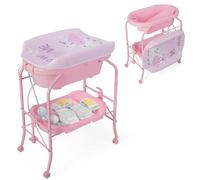 Costway 4 In 1 Baby Changing Table Folding Infant Nursery Station With Bath Tub-Pink