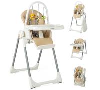 Costway 4-in-1 Baby High Chair Foldable Feeding Chair w/ 7 Heights 4 Reclining Angles COSTWAY Multicolor