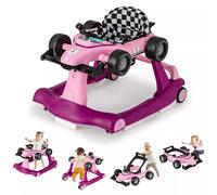 Costway 4-in-1 Baby Walker Foldable Activity Push Walker with Adjustable Height & Speed in Light Pink COSTWAY Light Pink