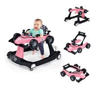Costway 4-in-1 Baby Walker Foldable Activity Push Walker with Adjustable Height & Speed in Pink COSTWAY Pink