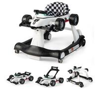 Costway 4-in-1 Baby Walker Foldable Activity Push Walker with Adjustable Height & Speed in White COSTWAY White