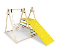 Costway 4-In-1 Climbing Ramp And Ladder Set Indoor Playground With Baby Swing-Multicolor