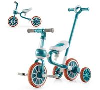 Costway 4 In 1 Kids Tricycle Toddler Balance Bike W/ Adjustable Push Handle-Green