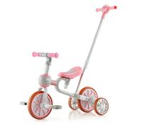 Costway 4 in 1 Kids Tricycle Toddler Balance Bike w/ Adjustable Push Handle in Pink COSTWAY Pink