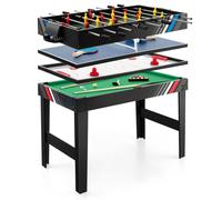 Costway 4 in 1 Multi Game Table Set Combination Soccer Air Hockey Billiards Table Tennis in Black COSTWAY Black