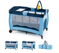 Costway 4 In 1 Pack And Play Foldable & Portable Baby Playard With Diaper Changing Table & 3 Hanging Toys