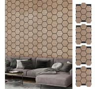 COSTWAY 4 Pack Acoustic Wall Panel, Sound Absorbing Panel for Wall, Wooden Decorative Sound Proofing Panels for Recording Studio Office Home (81 x 66 x 1.8cm/32 x 26 x 0.7”, 9 Hexagonal Board)