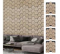 COSTWAY 4 Pack Acoustic Wall Panel, Sound Absorbing Panel for Wall, Wooden Decorative Sound Proofing Panels for Recording Studio Office Home (83 x 65 x 1.8cm/33 x 26 x 0.7”, 27 Irregular Board)