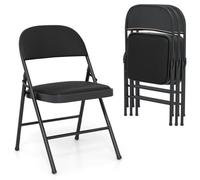 Costway 4 Pack Folding Chairs Padded Party Chairs With Metal Frame-Black
