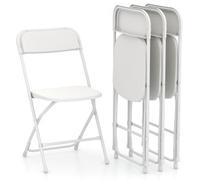 Costway 4 Pack Metal Folding Chairs Portable Patio Chairs W/ Plastic Seat & Back