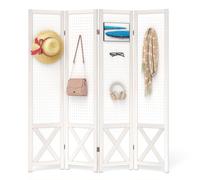 Costway 4 Panel 162 x 170cm Folding Room Divider w/ Pegboard Display in White | Size: 162 x 170 cm COSTWAY White 162 x 170 cm