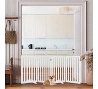Costway 4-Panel 89 Cm Pet Barrier Wooden Freestanding Pet Safety Gate Step Over Fence