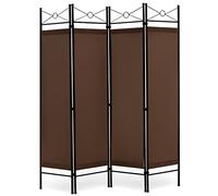 COSTWAY 4 Panel Folding Room Divider, Freestanding Wall Privacy Screen Protector with Detachable Cloth, Home Living Room Bedroom Office Paravent Partition Separator (Brown)
