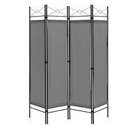 COSTWAY 4 Panel Folding Room Divider, Freestanding Wall Privacy Screen Protector with Detachable Cloth, Home Living Room Bedroom Office Paravent Partition Separator (Grey)