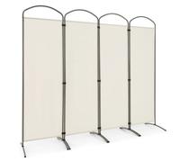 Costway 4 Panel Room Divider 188cm Folding Privacy Screen Portable Freestanding Divider in White COSTWAY White