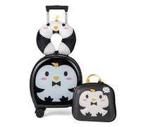 Costway 4-Piece Kids Luggage Set Kids Journey Suitcase Set W/14" Luggage-Black