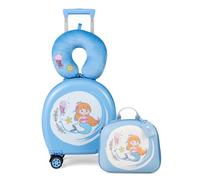 Costway 4-Piece Kids Luggage Set Kids Journey Suitcase Set W/14" Luggage-Blue