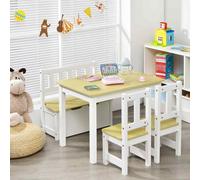 Costway 4-Piece Kids Table & Chair Set Multifunctional Activity Table-Natural
