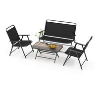 Costway 4 Piece Outdoor Conversation Set Metal Frame Outdoor Bistro Set in Black COSTWAY Black