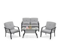 Costway 4 Piece Patio Furniture Set Outdoor Conversation Set in Grey COSTWAY Grey
