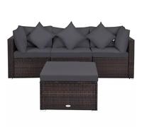 Costway 4-Piece Patio Furniture Set Outdoor Rattan Wicker Sofa & Ottoman Set in Grey COSTWAY Grey
