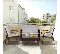 Costway 4-Piece Patio Furniture Set With 2 Chairs & Glass Coffee Table-Grey