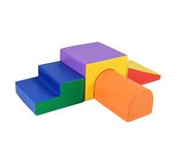 COSTWAY 4 Pieces Baby Soft Play Set, Colorful Climb and Crawl Foam Blocks, Kids Software Climbing Toys for Toddlers 12-36 Months (Yellow+Red)