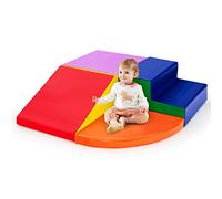 COSTWAY 4 Pieces Climb and Crawl Foam Play Set, Educational Software Activity Toys, Baby Soft Climbing Blocks for Toddlers, Preschoolers (Red+Orange+Blue)