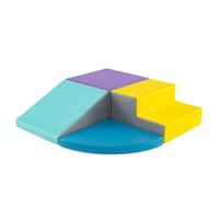 COSTWAY 4 Pieces Climb and Crawl Foam Play Set, Educational Software Activity Toys, Baby Soft Climbing Blocks for Toddlers, Preschoolers (Yellow+Blue)