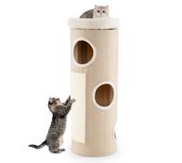 Costway 4-Story Cat House Elevated Cat Cave Bed For Multiple Cats-Natural