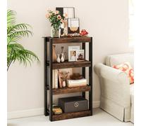 Costway 4 Tier Bookshelf Wooden Bookcase Shelving Unit Rustic Brown