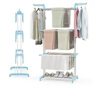 Costway 4-Tier Collapsible Laundry Rack Foldable Clothes Drying Rack in Navy COSTWAY Navy