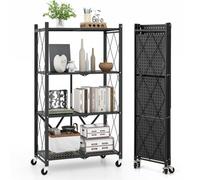Costway 4-Tier Foldable Storage Shelf Collapsible Storage Rack-Black
