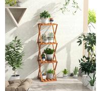 Costway 4-Tier Folding Plant Shelf Freestanding Wooden Shoe Rack X-Shaped Structure