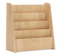 Costway 4-Tier Kids Bookshelf Front Facing Children Bookcase Magazine Storage Rack Natural