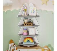 Costway 4-Tier Kids Corner Bookshelf Christmas Tree Bookcase Toy Storage Rack COSTWAY Multicolor