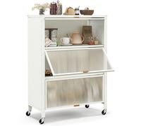 Costway 4-Tier Kitchen Bakers Rack Metal Microwave Stand Spacious Kitchen Storage Shelf in White COSTWAY White