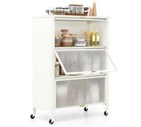Costway 4-Tier Kitchen Bakers Rack Metal Microwave Stand W/ Flip Doors