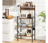 Costway 4-Tier Kitchen Bakers Rack Microwave Oven Stand w/ Power Outlet-Brown in Brown COSTWAY Brown